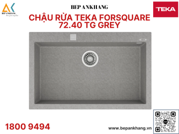 Chậu rửa Teka ForSquare 72.40 TG Grey- Chất liệu đá Thạch Anh - Xuất xứ Italia